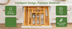 Bamboo Expandable Drawer Organizer for Utensils Holder, Adjustable Silverware Organizer Cutlery Tray, Drawer Dividers for Utensils, Flatware, Knives in Kitchen, Bedroom, Living Room