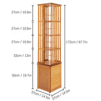 6-Tier Corner Bamboo Book Shelf Waterproof 360° Rotating Storage Display Rack Floor Standing Bookcase Shutter Door Design for Living Room Study Room Office,37*37*172cm