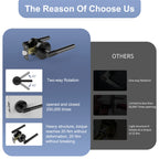 Viladepot Privacy Door Handle Front Knurled Handle Lever Matte Black Round Base Bedroom Bathroom Door Lock Reversible