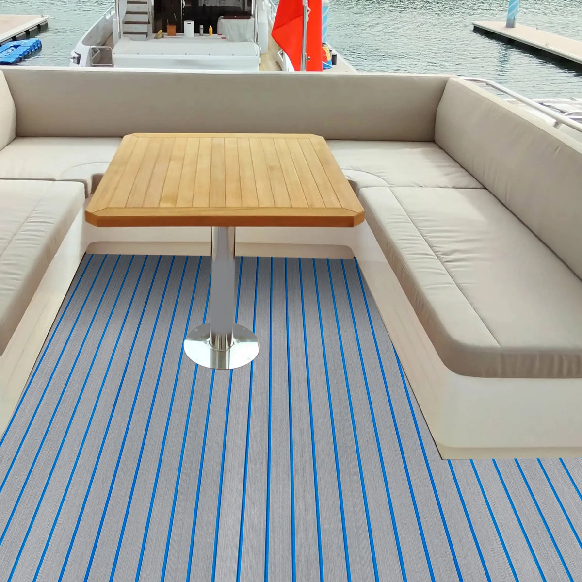 240*60cm/240*90cm EVA Foam Non-Slip Boat Deck Mat 6mm Thick Waterproof Marine Yacht Faux Teak Decking Sheet Flooring Carpet Pad
