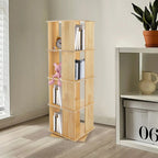 4 Tiers Rotating Bookshelf 360° Revolving Bookcase Display Book Shelf 50kg Load Capacity for Living Room/Balcony/School/Church/Library/Shopping Mall