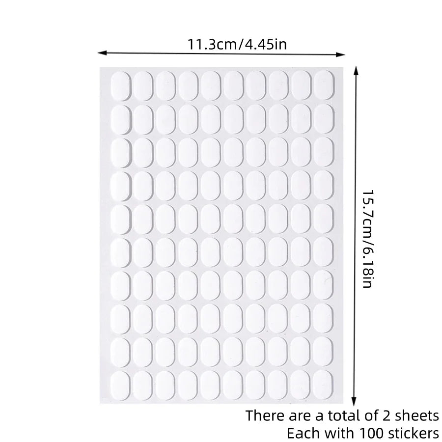 200pcs Nail Support Double-Sided Tape Nail Art Transparent No-Trace Jelly Tape Wearable Nail Tips Practice Base Fixing St