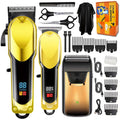 Professional Hair Clipper Set for Men, Rechargeable Cordless Hair Trimmer with LCD Display, 1pc/2-in-1/3-in-1 Grooming Kit with Foil Shaver & T-Blade Trimmer, Barber Haircut Machine with Accessories