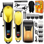 Professional Hair Clipper Set for Men, Rechargeable Cordless Hair Trimmer with LCD Display, 1pc/2-in-1/3-in-1 Grooming Kit with Foil Shaver & T-Blade Trimmer, Barber Haircut Machine with Accessories
