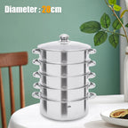 5-Tier Stainless Steel Steamer Cookware Cooking Pot Tier 4 Steaming Grids 1 Cooking Pot 28cm/30cm/26cm Steamer Pot