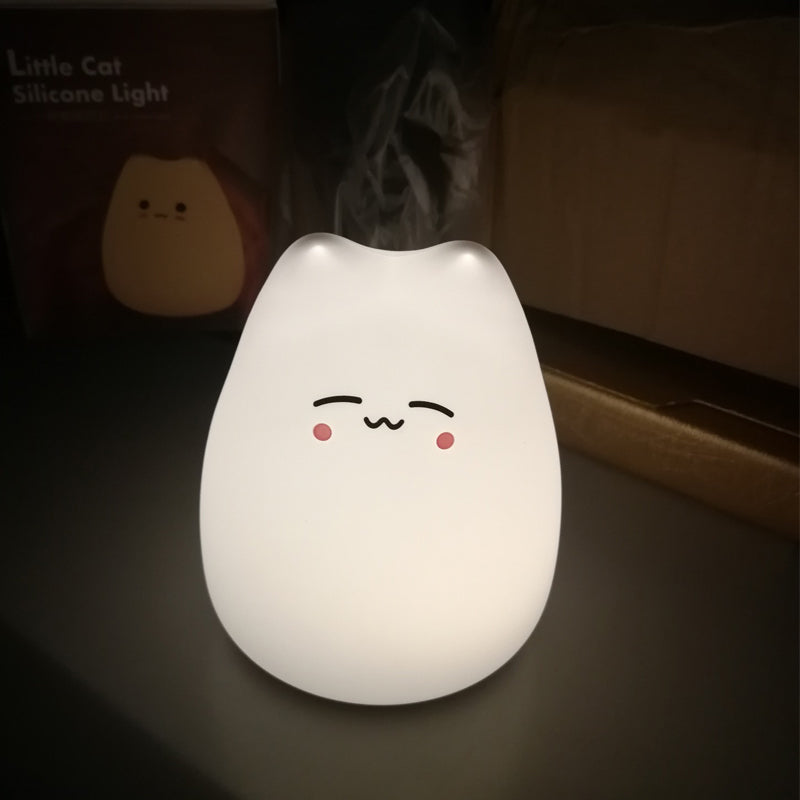Mini Popular Cat Baby Night Lamp 7-color Pat Touch Color-changing Eye Protection Bedroom Bedside Night Light Gift Children