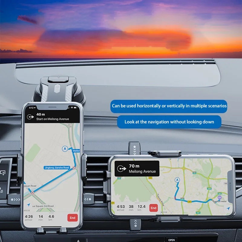 Adjustable 360° Car Phone Mount, Multi-Scenario Suction Cup Holder for Windshield/Air Vent