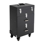 Rolling Makeup Train Case with Wheels, Professional Cosmetic Trolley Lockable Storage, 3-Layer Large Capacity Travel Organizer