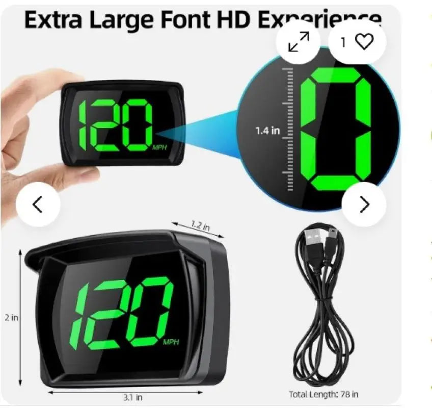 NEW Universal Car GPS Digital HUD Speedometer Dual Chips KMH MPH Reminder Meter HD LCD Display Plug Play For All Vehicle PH043