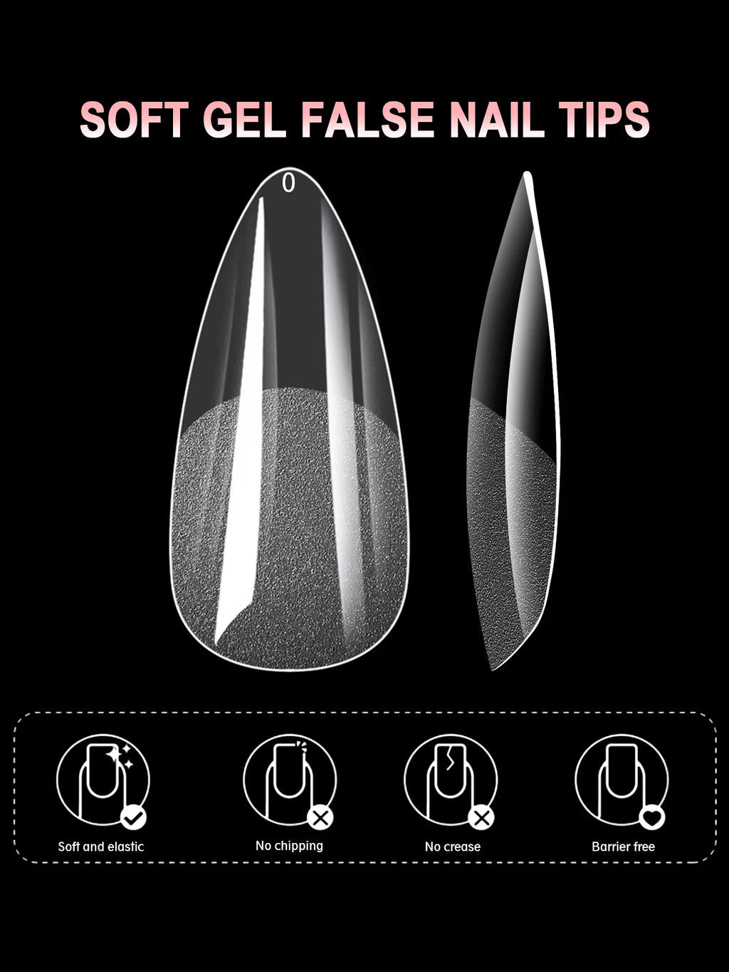 100/320/600Pcs Short Almond Nail Tips Soft Gel Nail Tips Full Cover False Nail Tips For Acrylic Nails  Salon Home Press On Nails