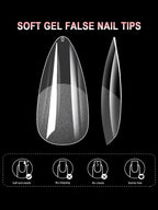 100/320/600Pcs Short Almond Nail Tips Soft Gel Nail Tips Full Cover False Nail Tips For Acrylic Nails  Salon Home Press On Nails