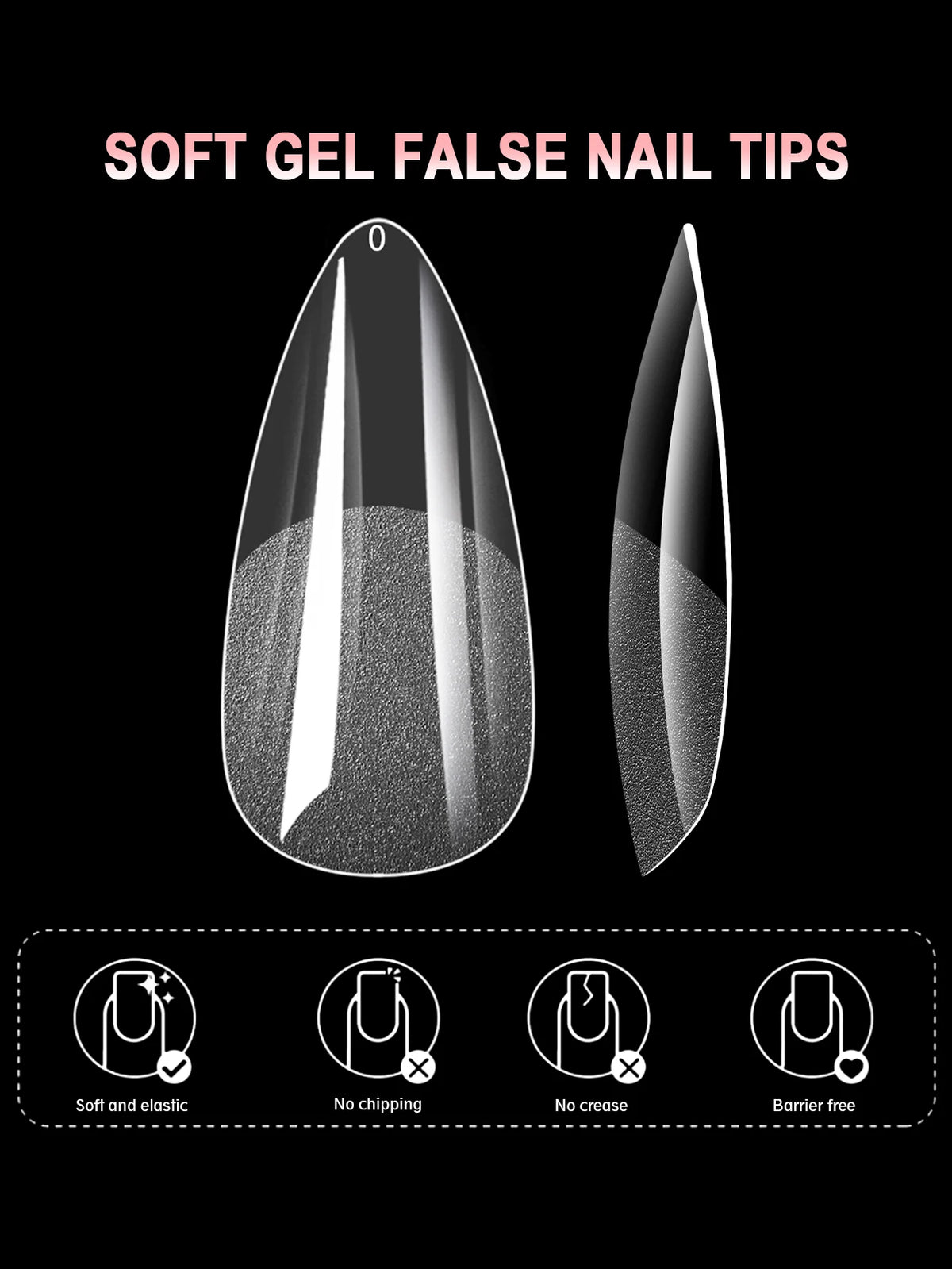 100/320/600Pcs Short Almond Nail Tips Soft Gel Nail Tips Full Cover False Nail Tips For Acrylic Nails  Salon Home Press On Nails