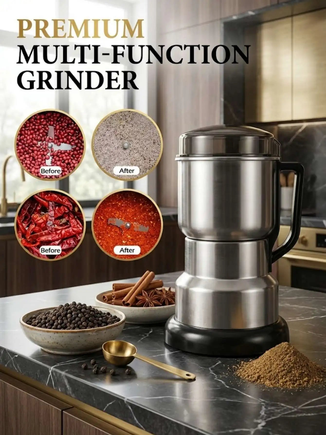 Multi-functional Electric Grinder, High-Power Food-grade Coffee & Grain Grinder,Coffee Lovers & Baby Complementary Food