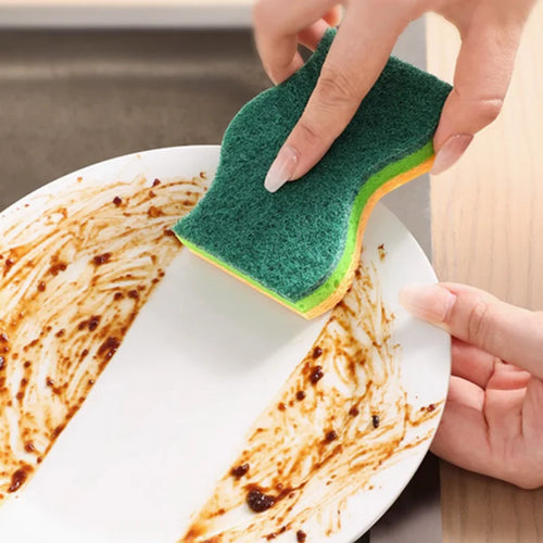10-Pack Multi-Layer Kitchen Sponge Scrub: Oil-Stain Removal Tool for Pans & Tableware Cleaning