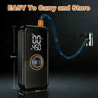 Portable Tire Inflator Air Compressor, 150 PSI Cordless 6000mAh Dual Power, 24L/Min Fast Inflation with Auto Shut-Off, LED Light, 4 Presets for Car/Bike/Motorcycle/Balls (12V DC Car Plug Included)