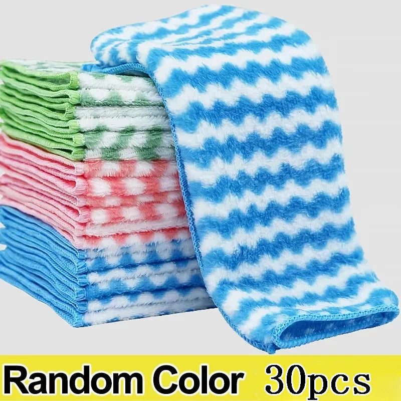 Microfiber Cleaning Cloth Velvet Thickened Dishcloths High Absorbent Scouring Kitchen Washing Dish Rags Household Wipe Towels