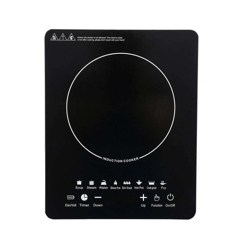 750W Electric Induction Cooker Glass PP Body 8 Presets Temp Adjustable for Dorm RV Home Restaurant & Hot Pot Use
