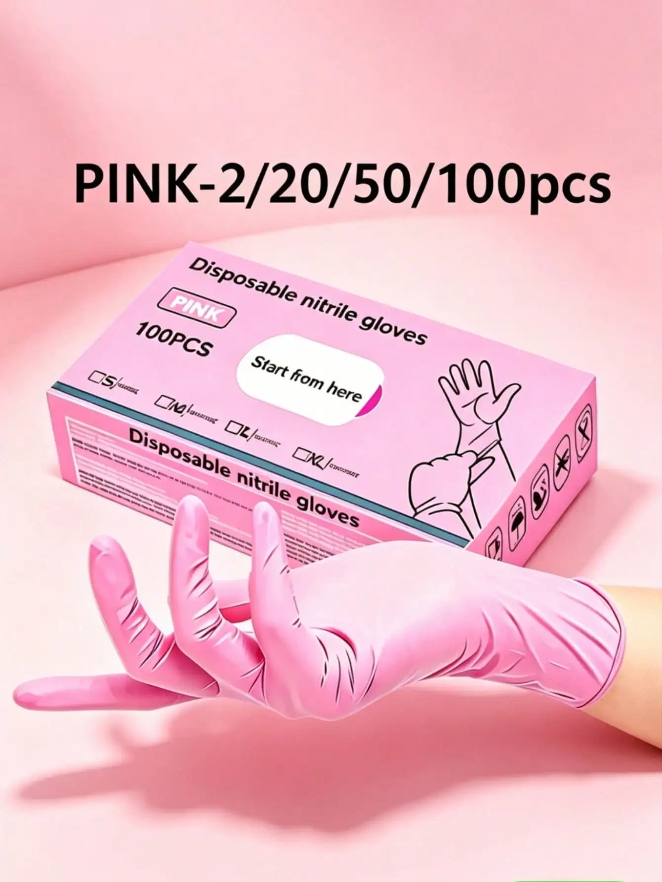 2/20/50/100pcs Black Disposable Nitrile Gloves, Latex-Free Waterproof Anti-Static Multi-Purpose Work Gloves, Powder-Free, Suitable For Kitchen, Bathroom, Home, Hair Dyeing, Beauty Salon, Painting, Craft Protection Gloves [No