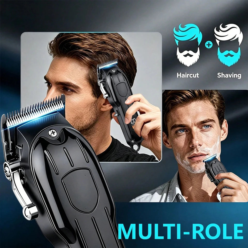 Professional Hair Clipper and Trimmer Set Rechargeable Electric Haircut Machine with LCD Display Barber Shears Grooming Kit for Men,Holiday Gift For Men