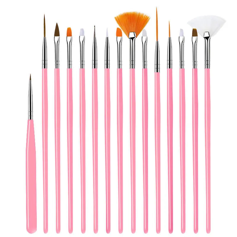 5/20Pcs Nail Art Brush Design Tip Painting Drawing Carving Dotting Pen FlatFan Liner Acrylic Gel UV Polish Manicure Tools