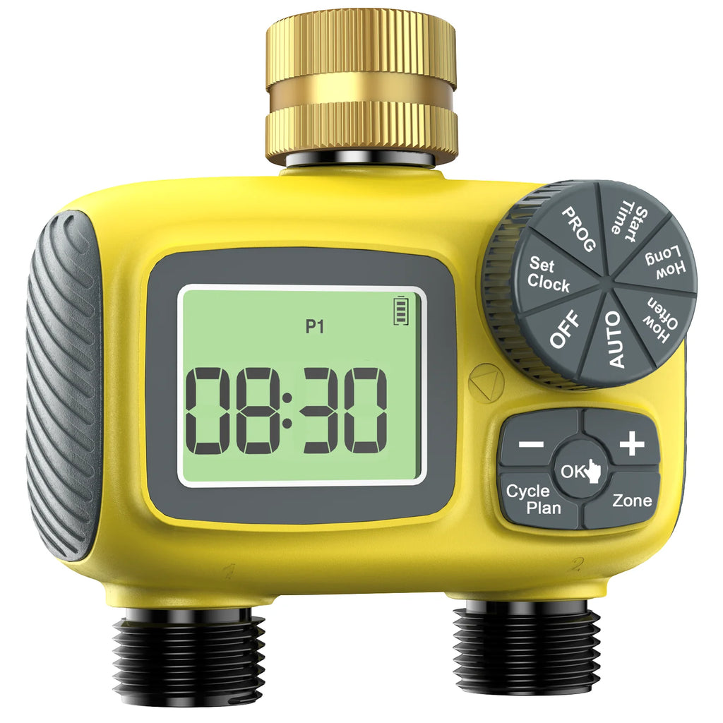 Insoma Dual Outlets Water Timer Home Garden Automatic Watering Irrigation System with Brass Inlet for Outdoor