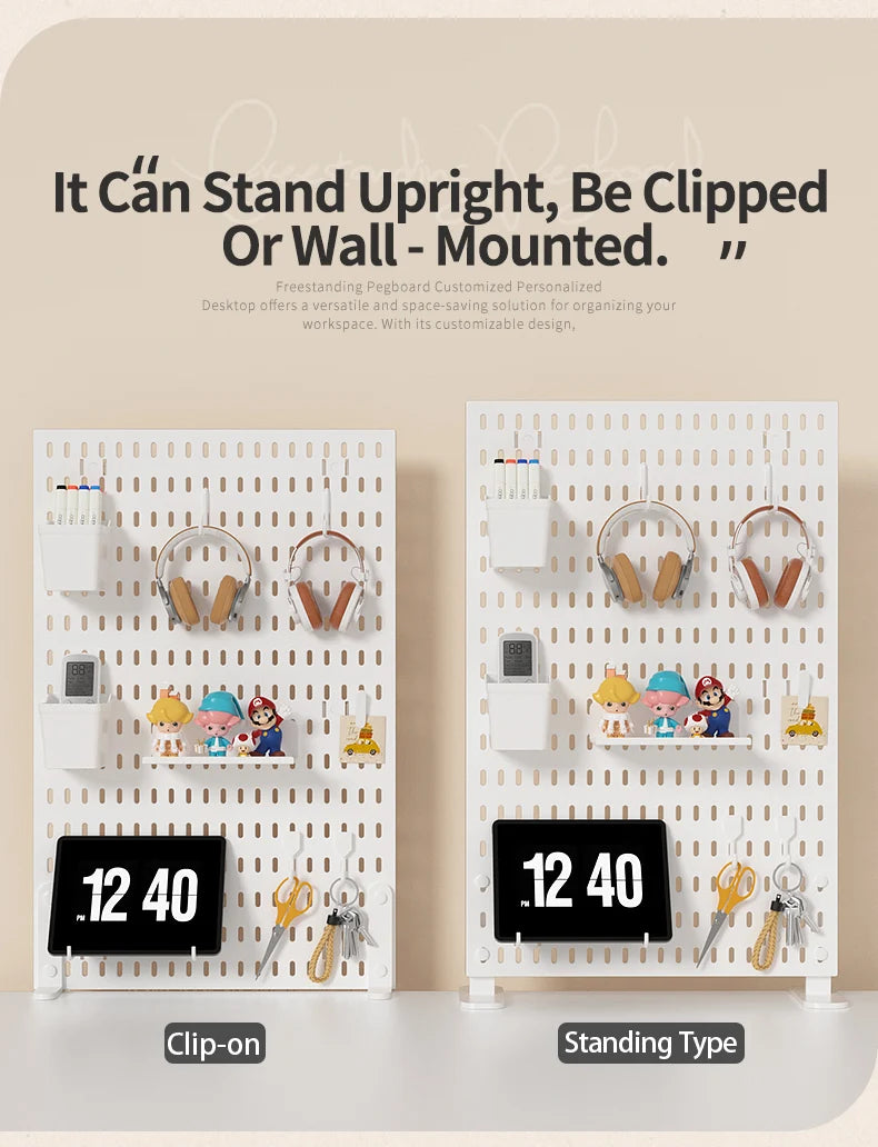 Home Study Storage Pegboard: Suitable for Displaying Figurines, Desk-Top Standing & Clip-On Storage for Furniture Items
