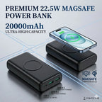 Wireless Portable Charger 20000mAh PD 22.5W Quick Charge USB C External Battery Pack 5 Ports Fast Charging Power Bank Backup Power For iPhone 16 15 14 Pro Max Samsung Galaxy S25 S24 Ultra iPad Tablet Cell Phone