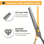 Professional Stainless Steel Hair Cutting Scissors Set Hairdressing Kit Cutting Thinning Shears Straight Razor Hair Combs Hair Clips Brush Storage Case Home Barbershop DIY Haircut Tools Perfect Gift for Dad Husband Boyfriend