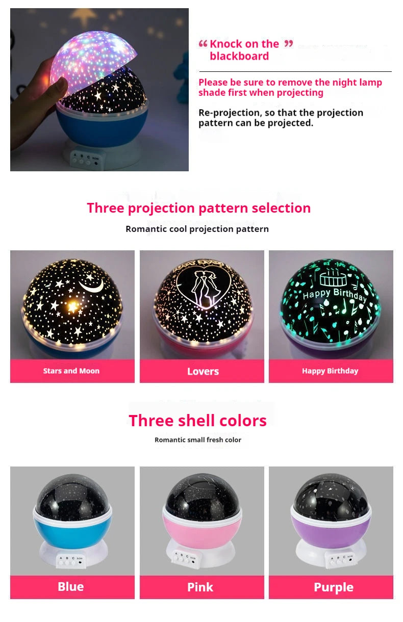GGbingo Night Lamp Projector Starry Sky Night Light Lamp Decor Rotating Starry Nursery Moon Galaxy Projector Table Light