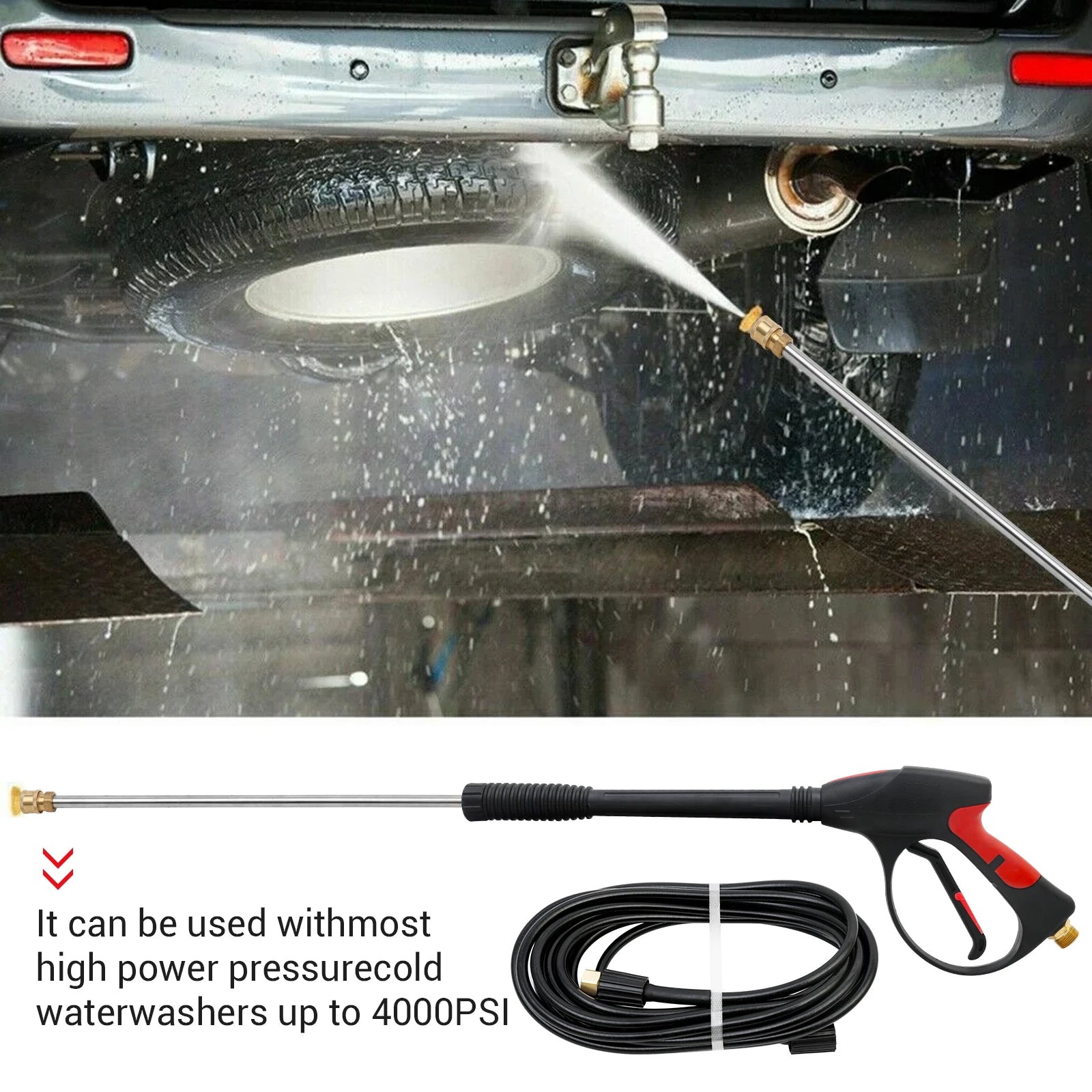 High Pressure Washer Gun Power Washer 4000PSI Spray Wand Lance with 5 color Quick Connect Nozzles Cleaning Machine