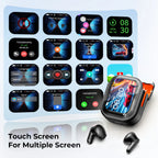 HTC NE20 Wireless Earphones Active Noise Cancelling 32dB ANC Bluetooth Headset HiFi Stereo Bass Sound LED Digital Touch Control Screen Smart Display Music Playback Volume Adjustment Low Latency Gaming Earbuds Waterproof IPX4