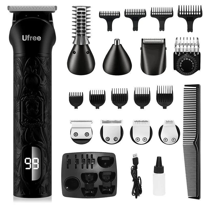 Ufree Beard Trimmer for Men, Electric Razor Shaver, Cordless Hair Clipper Shaving Kit for Mustache Body Nose Ear Hair Facial, Ad