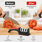 Easy and Fast Knife Sharpener, 3-Stage Sharpening System for Kitchen Knives with Non-Slip Ergonomic Handle, Safe and Efficient