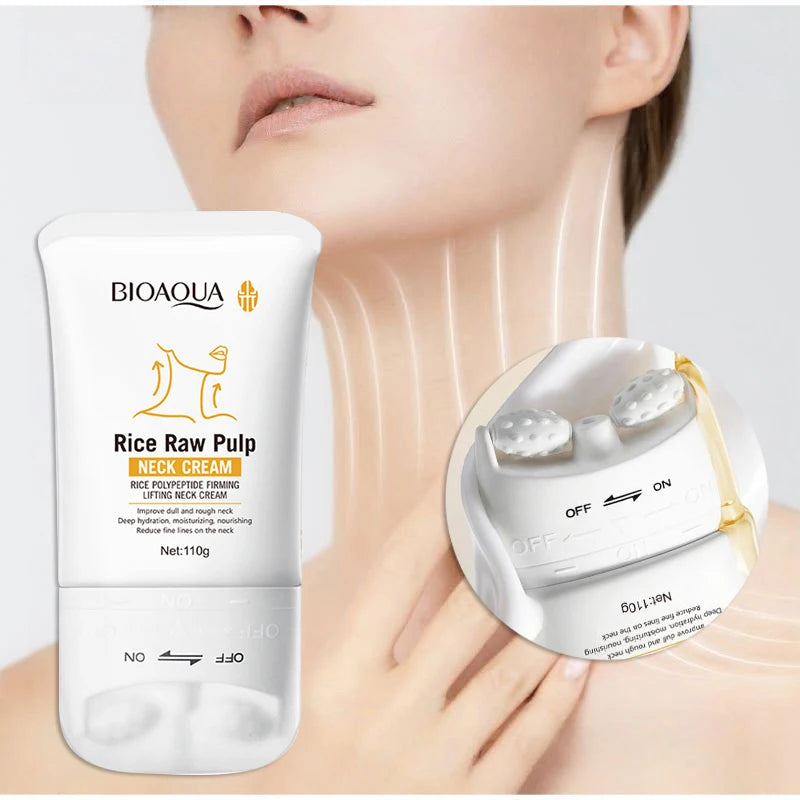 Korean Rice Raw Pulp Neck Cream Moisturizing Reduce Neck Lines Lightweight & Non-greasy Improve Dull Rough Daily Neck Care