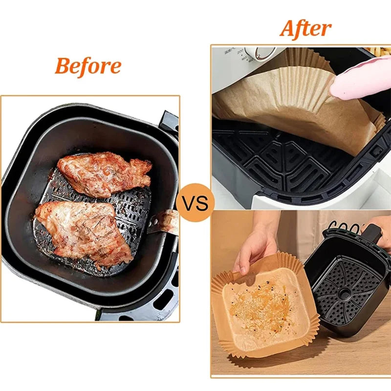 50-Pack Air Fryer Liners: Non-Stick Parchment Paper Liners for 5-8QT Air Fryers