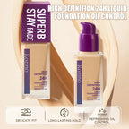 Full Coverage Liquid Foundation, Long-Lasting Oil-Control Matte Primer, Smooth and Non-Caking, Conceals Blemishes and Spots