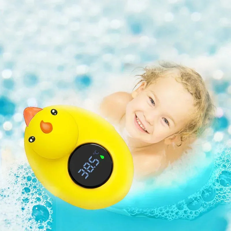 HOMEFISH Little Yellow Duck Baby Bath Thermometer Waterproof Floating Temperature Sensor Safe Shower Water Indicator for Babies