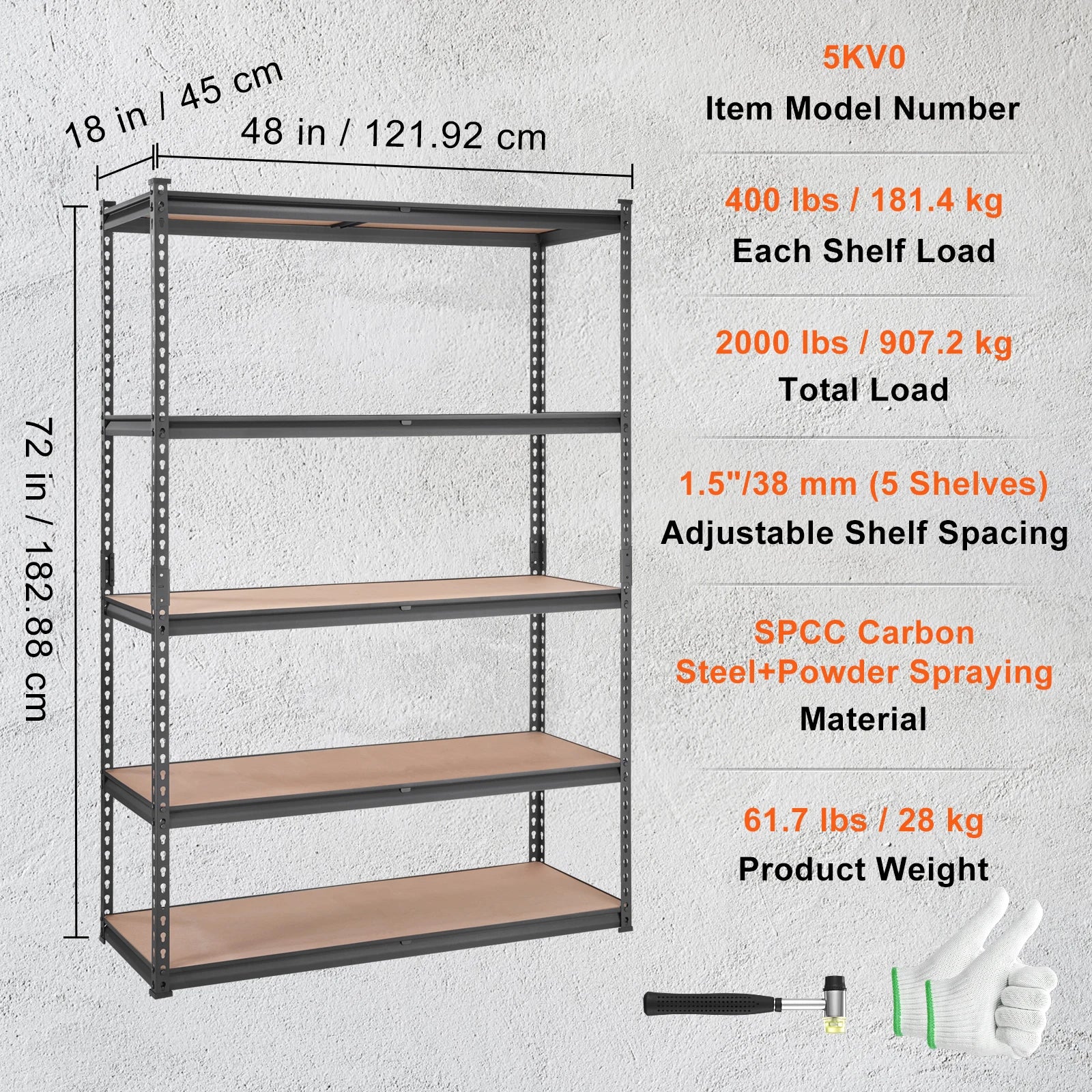 SucceBuy 5 Layers Standing Storage Shelving Unit Heavy Duty Organizer Metal Rack for Kitchen Living Room Warehouse Flower Stand