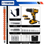 24-Piece Set Dual-Speed Dual-Battery Charger Lithium Drill Kit with LED Light And Carry Case - Electric Screwdriver with Tool Bo