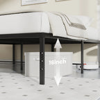 JHK Metal Platform 16IN Tall Basic Bed Frame Sturdy Steel Heavy Duty with Storage Space Bedroom Frames Slat Support For Home