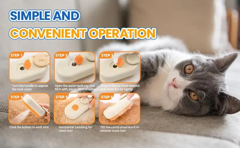 Pet Steam Brush Cat And Dog Deshedder Tool for Grooming And Hair Removal