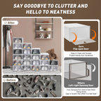 20Pcs Foldable Flip Shoe Storage Boxes Clear Plastic Shoes Case Shoe Organizer Dustproof, 33*23*14cm