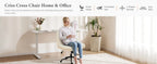 JHK Armless Cross Office Chairs with Wheels PU Leather Swivel Living Room Desk Chair Height Adjustable Support Seat Furniture