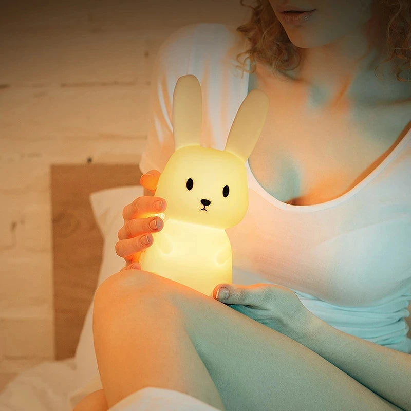 LED Night Light Silicone Rabbit Touch Sensor Lamp Cute Animal Light Bedroom Decor Gift For Kid Baby Child Table Lamp Home Decor