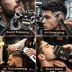 HIENA Professional Barber Kit Electric Hair Clipper Beard Shaver Detail Trimmer Cordless Rechargeable Titanium Blades for Home