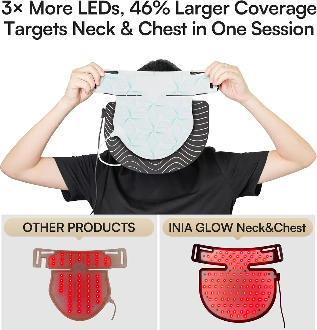Red Light Therapy Mask for Neck & Décolleté – 850nm NIR + 3 Light Modes for Anti-Aging, Firming & Radiant Glow