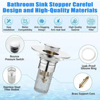 Universal 304 Stainless Steel Bathroom Sink Drain Stopper Pop-Up Hair Catcher Filter Anti-odor Anti-Clog Basin Plug