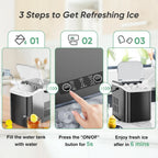 Portable Countertop Ice Maker, 26lbs/24H, 9 Cubes in 6 Mins, Self-Cleaning, Quiet for Home Kitchen RV Camping - Nexvibe