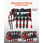 SucceBuy 3-Layer Power Tool Wall Mount Holder Pegboard Wall Storage Tool Set Drill Screwdriver Storage Rack for Workshop/Garage