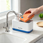 Kitchen dish soap dispenser with sponge holder, kitchen liquid soap dispenser with sponge storage